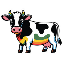 Cute Cow Clipart Cartoon Animal Design Vector for Kids
