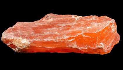 Rough Orange Gemstone on Black Background