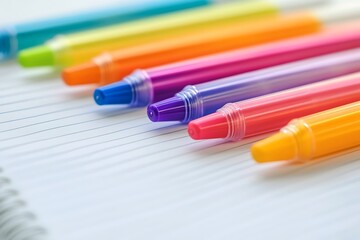 Fototapeta premium Vibrant Colored Crayons on Lined Paper