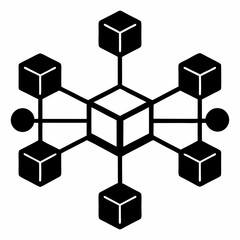Minimalist Blockchain Network Silhouette Vector