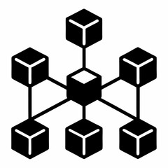 Minimalist Blockchain Network Silhouette Vector