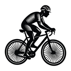 Cyclist Silhouette Vector, Dynamic Bicycle Rider Illustration Depicting an Active Urban Lifestyle on a White Background