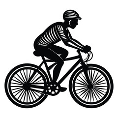 Cyclist Silhouette Vector, Dynamic Bicycle Rider Illustration Depicting an Active Urban Lifestyle on a White Background