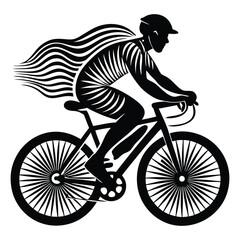 Cyclist Silhouette Vector, Dynamic Bicycle Rider Illustration Depicting an Active Urban Lifestyle on a White Background