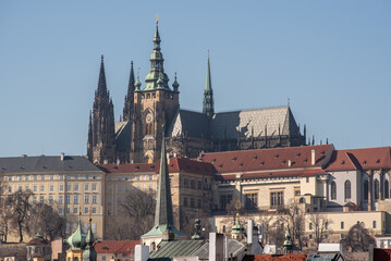 Fototapeta premium Cityscape view of Prague, capital city of Czech Republic