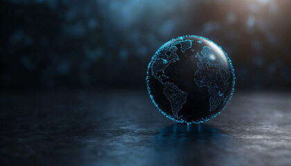 Economic forecasting techniques. glowing globe with digital network design, representing global connectivity and technology