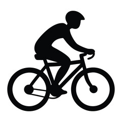 Fototapeta premium Silhouette of a Cyclist Riding a Bicycle, Black Vector Illustration Showcasing Motion, Speed, and an Active Lifestyle