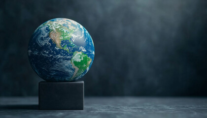 Economic forecasting techniques. globe representing Earth on dark background, symbolizing global awareness