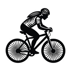 Silhouette of a Cyclist Riding a Bicycle, Black Vector Illustration Showcasing Motion, Speed, and an Active Lifestyle