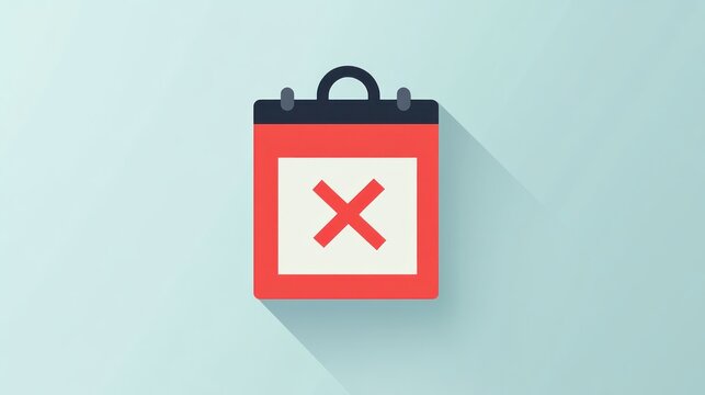 Cancelled appointment calendar icon; flat design; pastel background; scheduling
