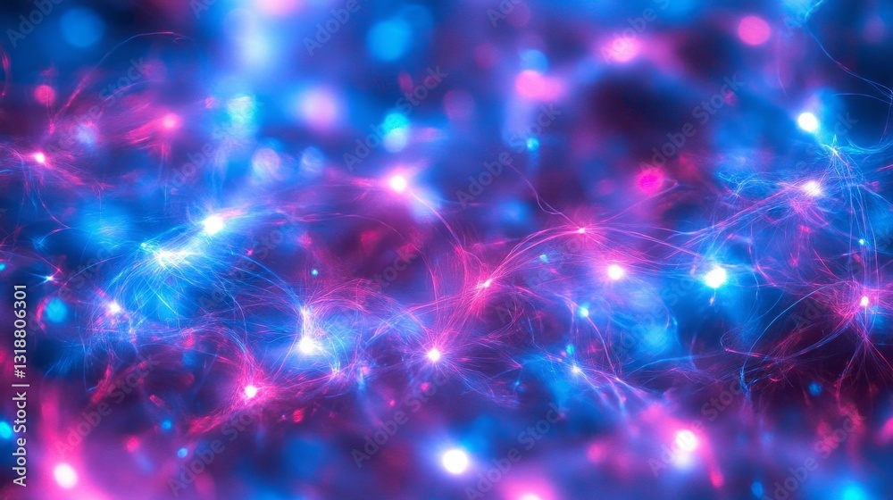 Poster bright electric hues of pink and blue intertwine, creating a captivating display of energy movement.