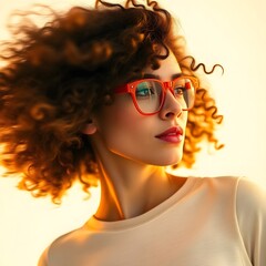 women with glasses, orange glasses, digital art, illustration, portrait, female, fashion, style, modern, contemporary, graphic, design, artwork, creative, artistic, visual, image, trendy, fashionable,