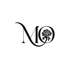 Letter Mo Rose floral logo