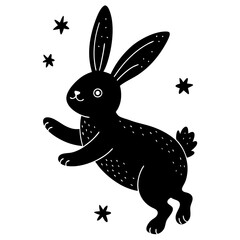 Bouncy bunny silhouette vector illustration 