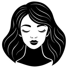 Closed woman eyes silhouette vector illustration 