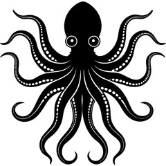 Coral octopus silhouette vector illustration 