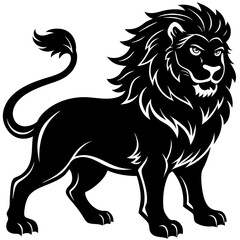 Crimson lion silhouette vector illustration 