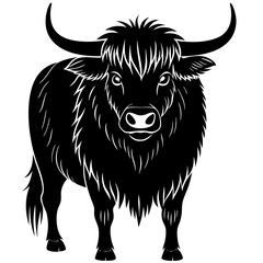  Highland bison silhouette vector illustration 