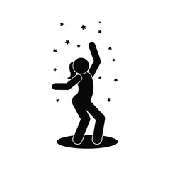 women dancing, stickman sticks figure, disco, night club, man silhouette, female dance icon, pose and movement in dance isolated on transparent background