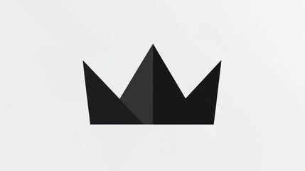 Obraz premium Black crown icon, minimal design, white background, royalty symbol