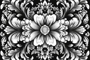 Elegant Black and White Floral Pattern | Ornate Decorative Art Design