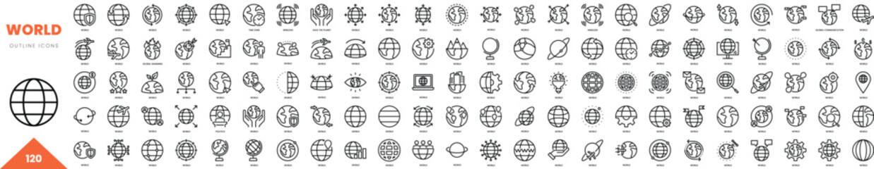 world outline icon collection. Vector illustration