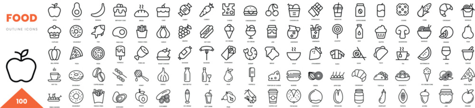 food outline icon collection. Vector illustration