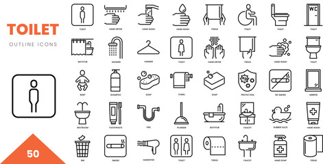toilet outline icon collection. Vector illustration