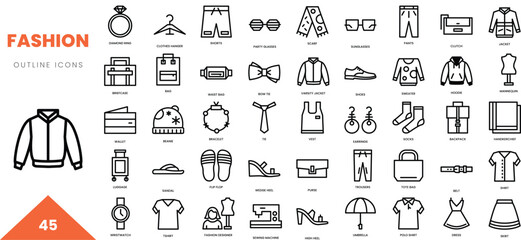 fashion outline icon collection. Vector illustration
