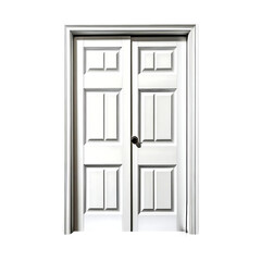 Modern wooden door isolated on a white background, Modern wooden door on PNG background. A wooden door with a window isolated on white background, white door on white background