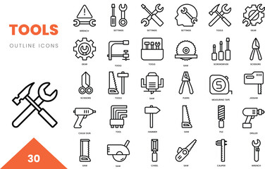 tools outline icon collection. Vector illustration