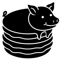 Pig shaped pancakes silhouette vector illustration