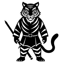 Samurai tiger  silhouette vector illustration 
