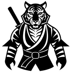 Fototapeta premium Samurai tiger silhouette vector illustration 