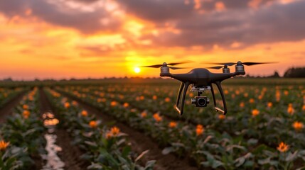Aerial drone showcasing expansive agricultural fields highlighting productive land and farming practices for a scenic view