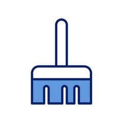 small broom vector icon for trash cleaner, flat design application symbol