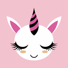 unicorn eyelashes cartoon animal eyes vector illustration