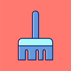small broom vector icon for trash cleaner, flat design application symbol