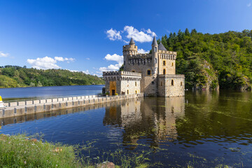Water castle Chateau de la Roche, Auvergne-Rhone-Alpes, Loire department, France