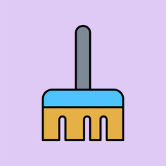 small broom vector icon for trash cleaner, flat design application symbol