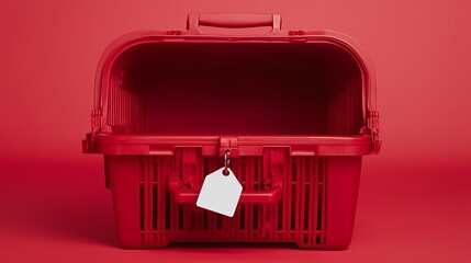 Lost Dog Awareness Open pet carrier with a missing dog tag, lost pet theme, flat design illustration