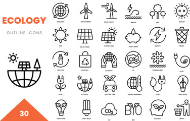 ecology outline icon collection. Vector illustration
