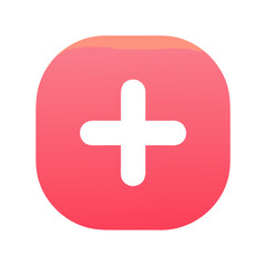 Obraz premium Plus button icon in red gradient app design