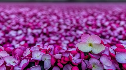 Fototapeta premium Vibrant Purple and Pink Hydrangea Field Close Up