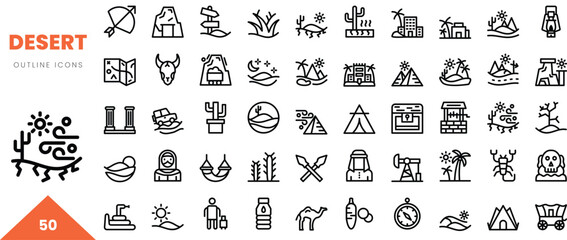 desert outline icon collection. Vector illustration