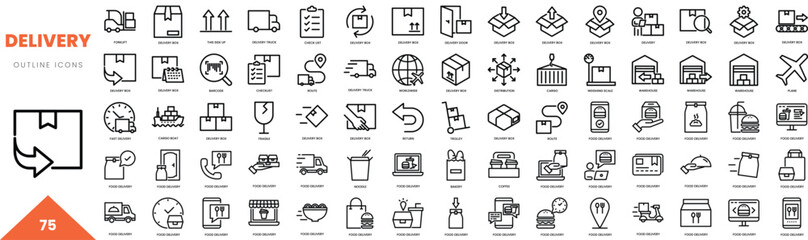 delivery outline icon collection. Vector illustration