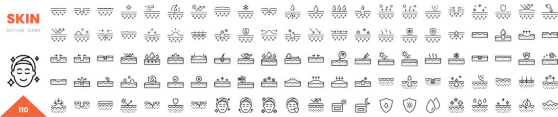 skin outline icon collection. Vector illustration