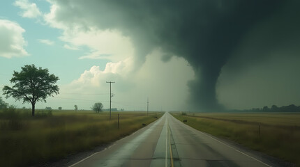 A Stark Contrast: The Calm Before the Storm and the Ferocity of a Tornado, Highlighting Nature's Unpredictable Power