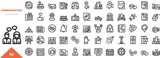 communication outline icon collection. Vector illustration