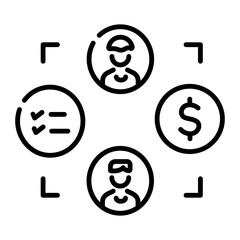 Peer buyer system icon in linear style 